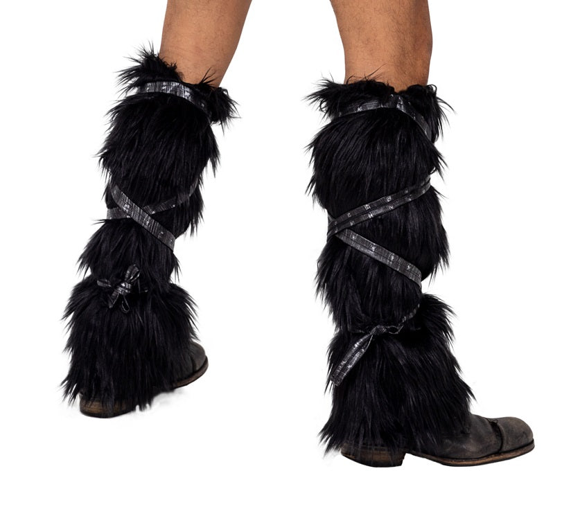 6170 - Pair of Black Faux Fur Leg Warmers