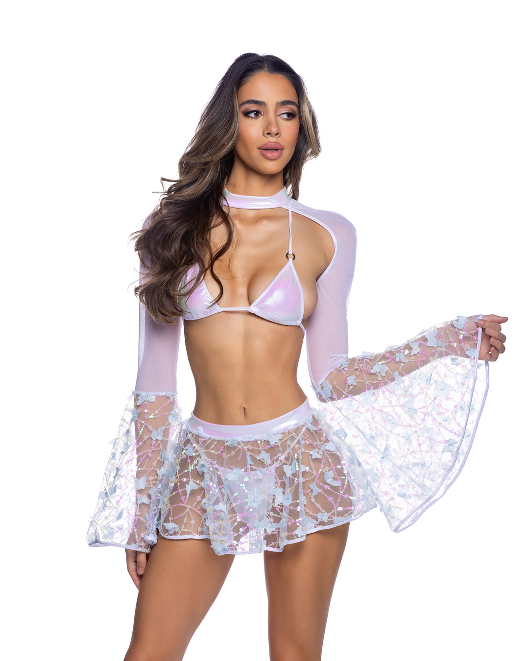 6717 - Bell Sleeve Shrug with Butterfly & Sequin Detail