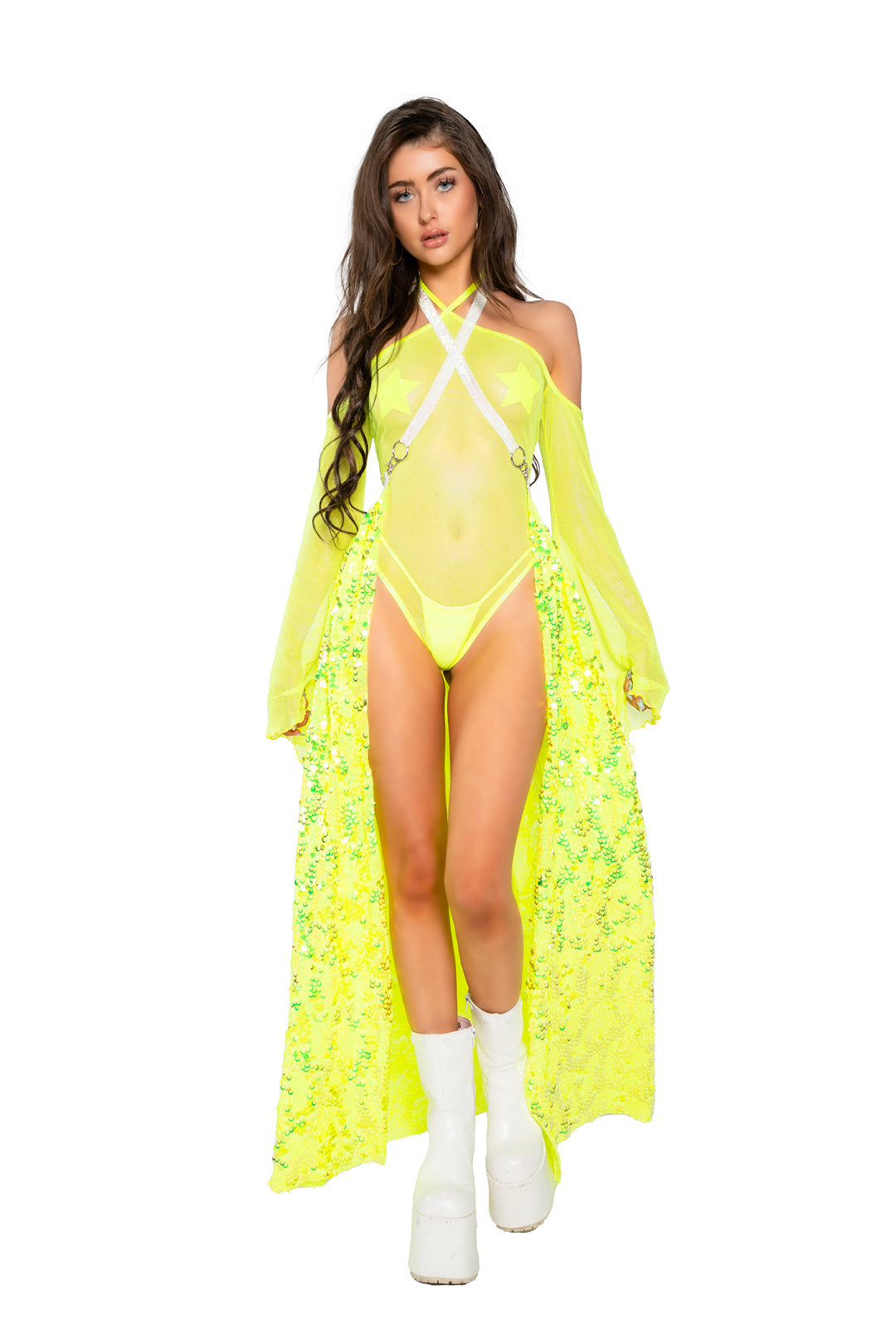 JR182 - Sequin Long Harness Skirt