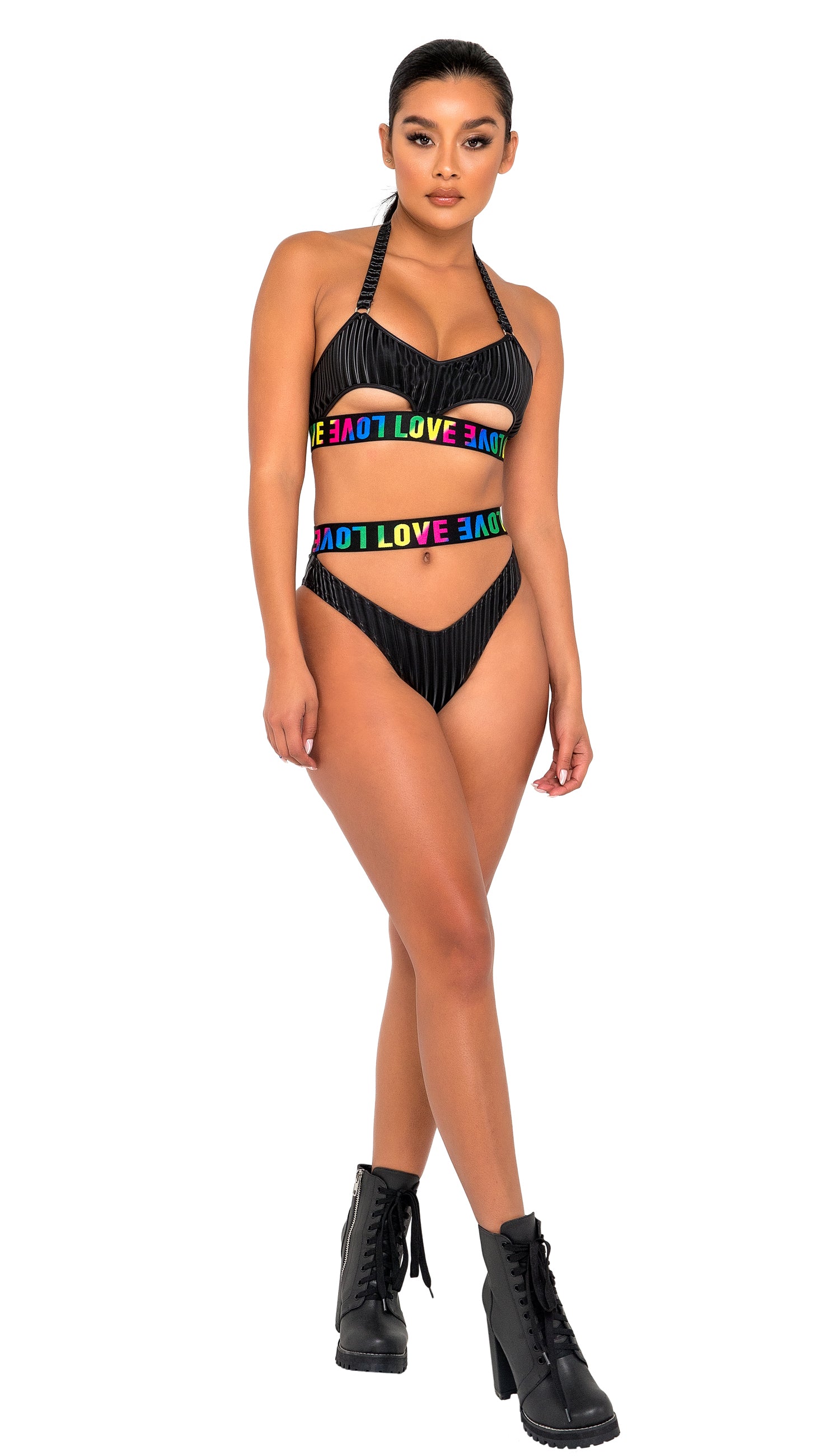 sexy ROMA cutout UNDERBOOB triangle HALTER bikini TOP ravewear SWIMWEAR  festival