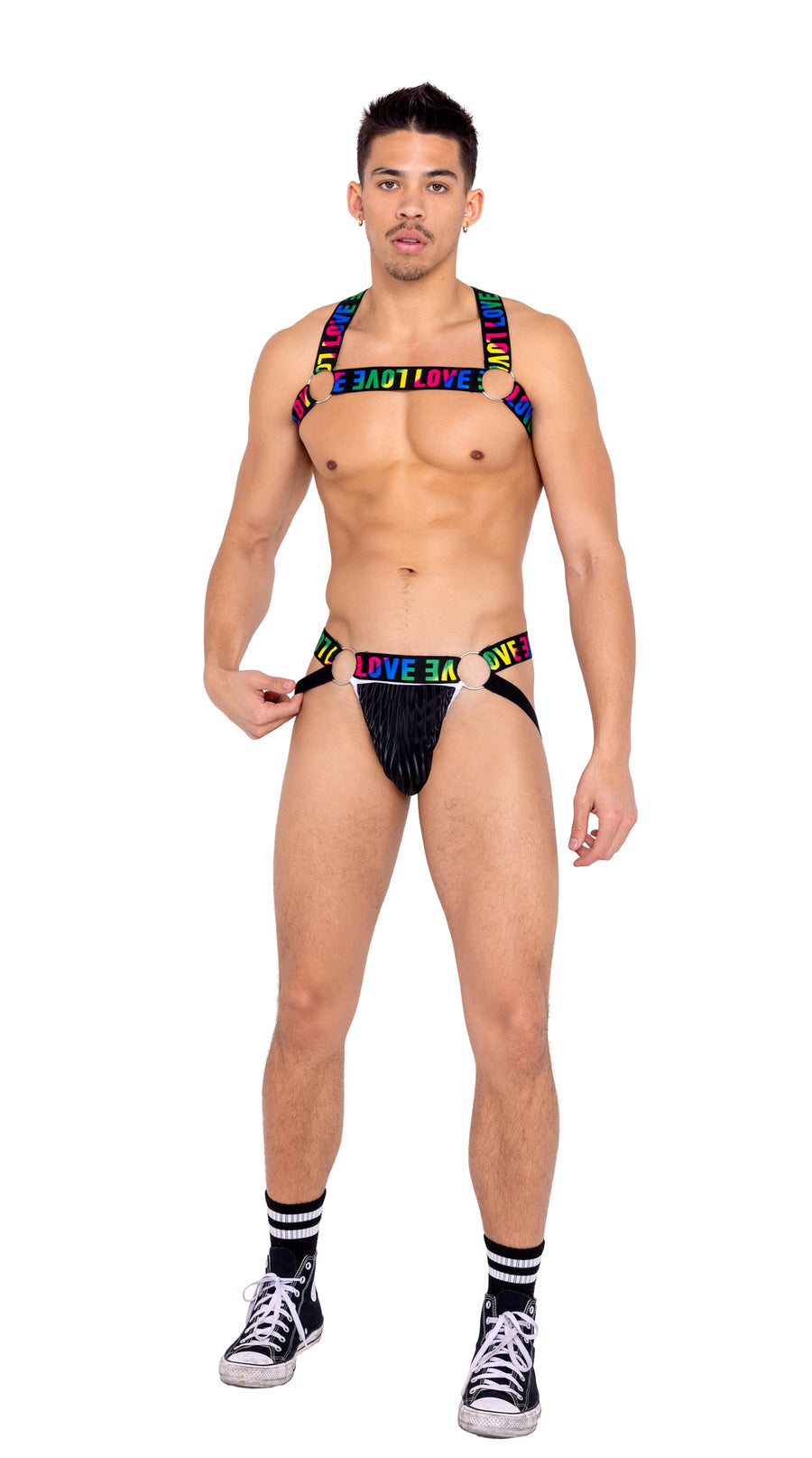 6157 - Men’s Pride Harness with Chain & Ring Detail